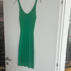 Green Ribbed Knit Dress